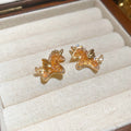 18K Gold Plated Silver Post Synthetic Crystal Horse Stud Earrings Elegant Light Luxury Zodiac Jewelry view 4