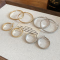Minimalist Iron Crinkled Twill Round Hoop Earrings With Silver Needle Posts For Daily Wear view 3