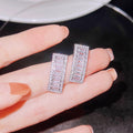 Korean Fairy Style Minimalist Geometric Rectangle Drop Earrings For Women Light Luxury Jewelry view 2