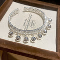 New Chinese Style Alloy Open Bangle With Bell Tassel, Elegant Light Luxury Commuter Jewelry view 2