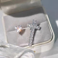 Korean Trend Asymmetrical Heart Stud Earrings For Women Niche Fashion Ear Bone Jewelry view 2
