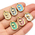 Gold Stainless Steel Enamel Tulip Flower Pendant For DIY Necklace Bracelet, 20x12mm 3.8g view 5