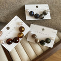 Simple Modern Round Resin Pearl Stud Earrings Jewelry Set With Silver Needles For Women view 2