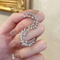 Light Luxury Korean Zircon Crescent Wheat Copper Stud Earrings With Silver Posts view 1