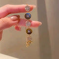 18K Gold Plated Tiger Eye Zircon Geometric Round Bangle Vintage Light Luxury Jewelry view 3