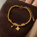 24K Gold Plated Copper Flower Zircon Bangle French Vintage Elegant Luxury Jewelry For Women view 1