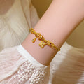 24K Gold Plated Copper Flower Zircon Bangle French Vintage Elegant Luxury Jewelry For Women view 2
