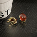 Vintage Luxury Amber Teardrop Crystal Gold Alloy Stud Clip Earrings for Women Elegant Fashion Earrings view 4