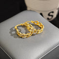 Luxury Gold Alloy Chunky Chain Hoop Huggie Earrings With Rhinestone Accents, Vintage French Style Earrings view 4