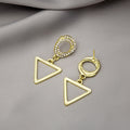 Luxury Rhinestone Hollow Round Circle Geometric Triangle Alloy Drop Dangle Earrings view 3