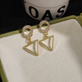 Luxury Rhinestone Hollow Round Circle Geometric Triangle Alloy Drop Dangle Earrings view 2
