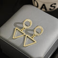 Luxury Rhinestone Hollow Round Circle Geometric Triangle Alloy Drop Dangle Earrings view 4