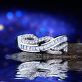 Silver-Tone Wave Ring with Baguette and Pavé Stones view 5