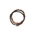 Vintage Tiger Eye Faux Pearl Beaded Bangle For Women Maillard Light Luxury Geometric Bracelet view 5