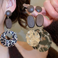 Ethnic Style Acrylic Wood Round Geometric Drop Earrings With Silver Needle Retro Light Luxury Jewelry view 2