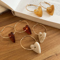 Acrylic Heart Pendant Hoop Earrings With Silver Pin, European Light Luxury Statement Style view 4