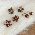 18K Gold Plated Enamel Apple Star Stud Earrings For Women Retro Light Luxury Alloy Jewelry view 1