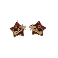18K Gold Plated Enamel Apple Star Stud Earrings For Women Retro Light Luxury Alloy Jewelry view 5