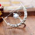 Moon Open Ring For Women Faux Moonstone Polka Dot Blackened Texture 3D Adjustable Jewelry view 4