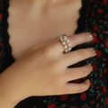 Light Luxury Faux Pearl Zircon Flower Double Layer Elastic Geometric Index Ring view 4