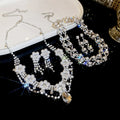 Copper Rhinestone Flower Teardrop Pearl Necklace Earrings Jewelry Set, Elegant Court Style view 3