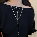 Y2K Light Luxury Faux Pearl Geometric Cross Choker Necklace Jewelry Set For Women view 1