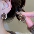 Silver Needle Flocked Geometric Heart Stud Earrings Retro Light Luxury Versatile Style view 4