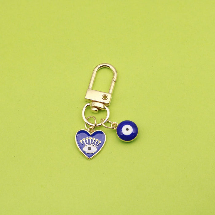 Zinc Alloy Enamel Evil Eye Heart Keychain Good Luck Gift