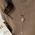 Light Luxury Vintage Wood Zodiac Horse Pendant Sweater Necklace In New Chinese Style view 4