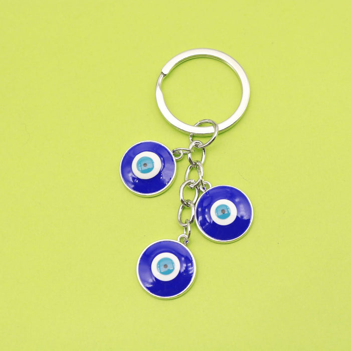 Metal Rhinestone Blue Evil Eye Tassel Keychain Bag Charm Gift