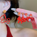 Chinese Style Alloy Enamel Horse Fu Charm Drop Earrings With Silver Needle Retro Zodiac Jewelry view 2
