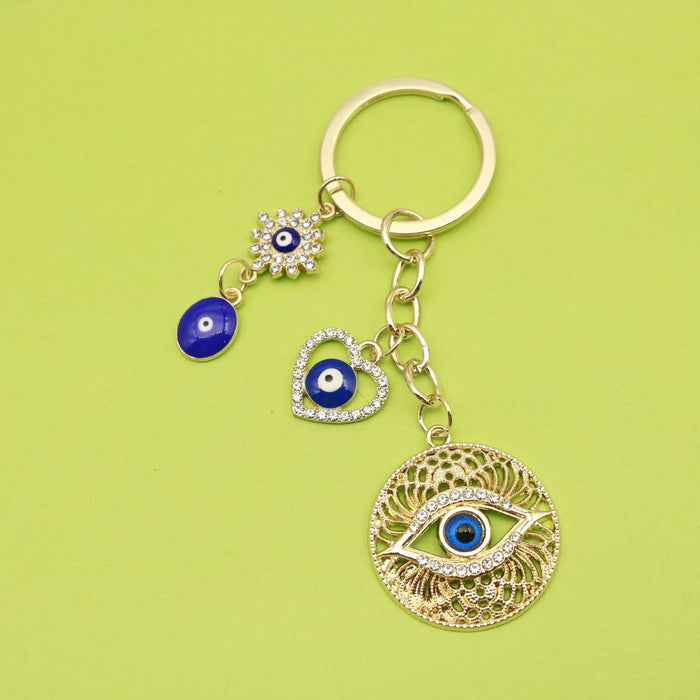 Metal Rhinestone Eye Keychain Car Key Ring Bag Charm