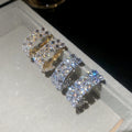 Copper Double Row Zircon Oval C-Shaped Hoop Earrings For Women Light Luxury Everyday Style view 1