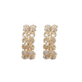 Copper Double Row Zircon Oval C-Shaped Hoop Earrings For Women Light Luxury Everyday Style view 5