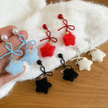 Fashion OL Bow Star Faux Pearl Drop Earrings With Silver Needle Flocked Design For Women view 4