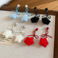 Fashion OL Bow Star Faux Pearl Drop Earrings With Silver Needle Flocked Design For Women view 2