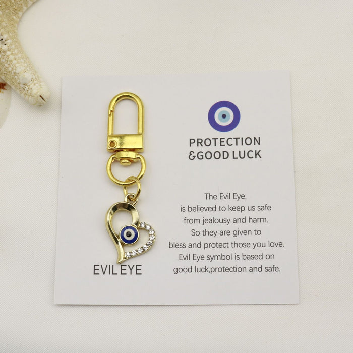 Metal Blue Evil Eye Good Luck Keychain Protection Gift (8895)