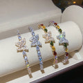 Light Luxury Copper Zircon Butterfly Open Cuff Bangle For Women Vintage Elegant Jewelry view 3