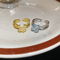 Korean Style Copper Zircon Star Cross Open Ring For Women Light Luxury Index Finger Jewelry view 2