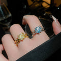 Korean Style Copper Zircon Star Cross Open Ring For Women Light Luxury Index Finger Jewelry view 1