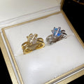 Korean Style Copper Zircon Star Cross Open Ring For Women Light Luxury Index Finger Jewelry view 4