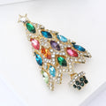 Alloy Enamel Rhinestone Christmas Tree Brooch Pin For Holiday Outfits – Multicolor view 3