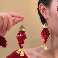 Vintage Shell Goldfish Tassel Drop Earrings For Women, Light Luxury Statement Ear Hook Jewelry view 2