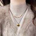 18K Gold Plated Tiger Eye Double Layer Round Geometric Pendant Necklace Vintage Maillard Style view 3