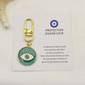Metal Evil Eye Keychain Good Luck Gift – Green view 6