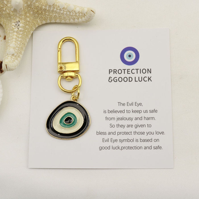 Metal Evil Eye Good Luck Keychain Protection Bag Charm – Red