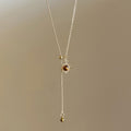 Copper Tiger Eye Sun Pendant Sweater Necklace For Women, Retro Light Luxury Geometric Jewelry view 4