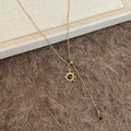 Copper Tiger Eye Sun Pendant Sweater Necklace For Women, Retro Light Luxury Geometric Jewelry view 2
