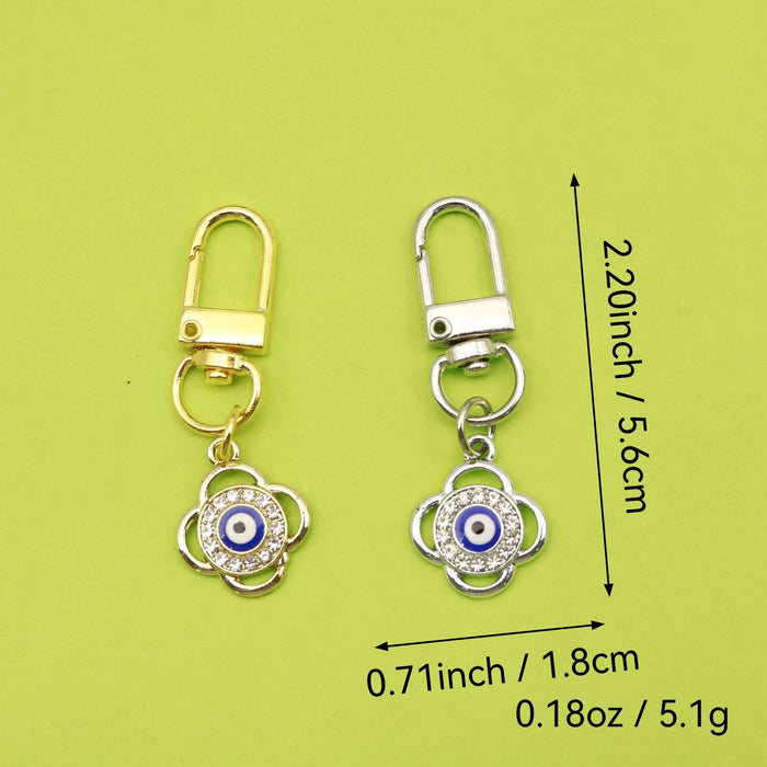 Metal Blue Evil Eye Good Luck Keychain Protection Gift – Silver
