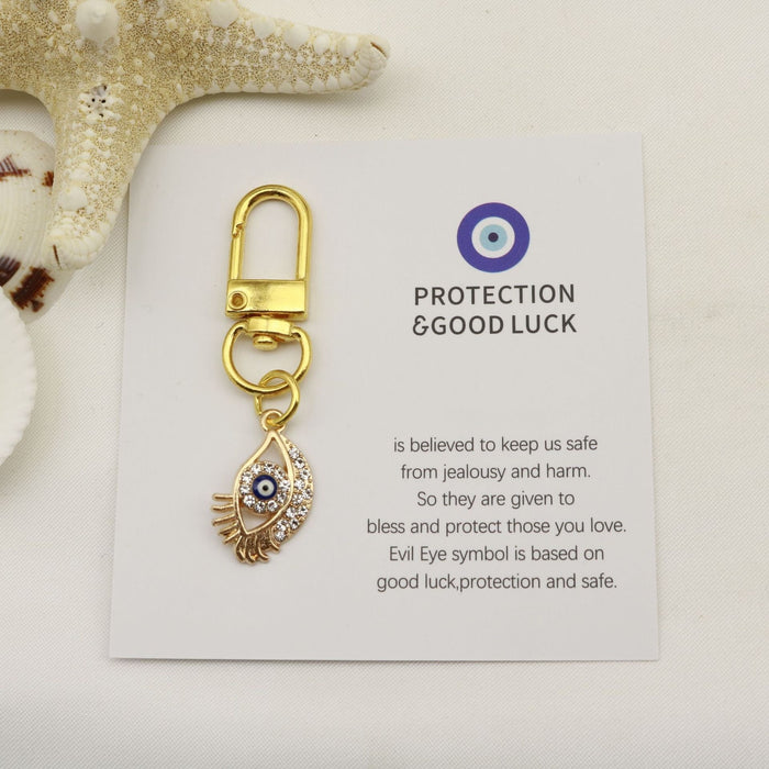 Zinc Alloy Blue Evil Eye Keychain Good Luck Car Charm